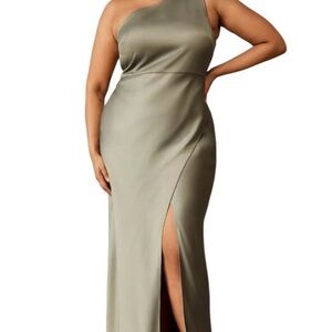 BHLDN One-Shoulder Dress in Moss Green